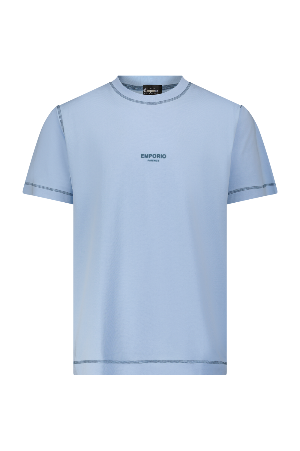 Blue oversized T-shirt with exposed seams