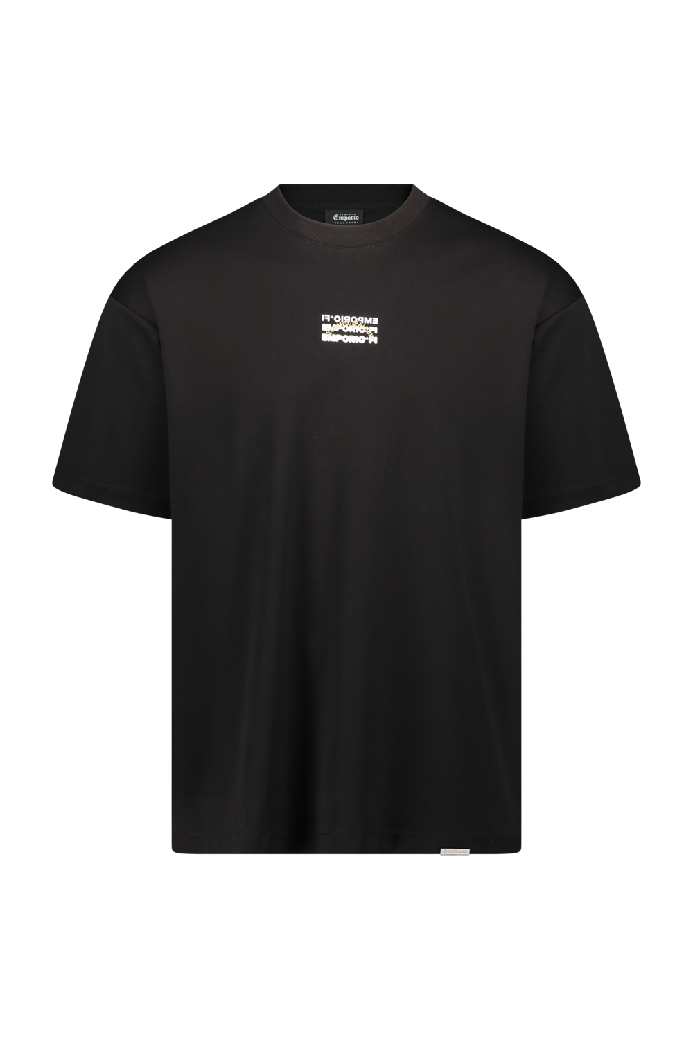Black oversized T-shirt with Roman print and Gothic font