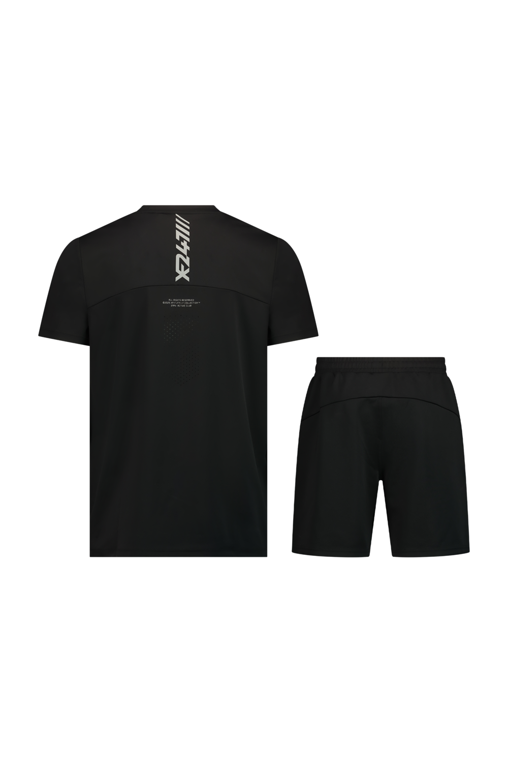 חליפת ספורט קצרה XFIT247 עם הדפס קווים אלכסוניים – שחור