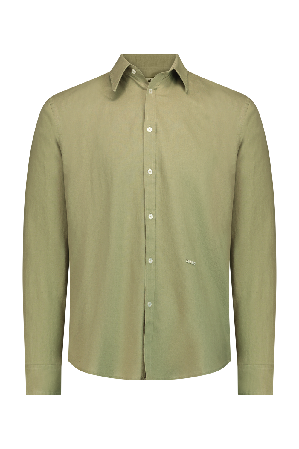 Khaki green button-down linen shirt