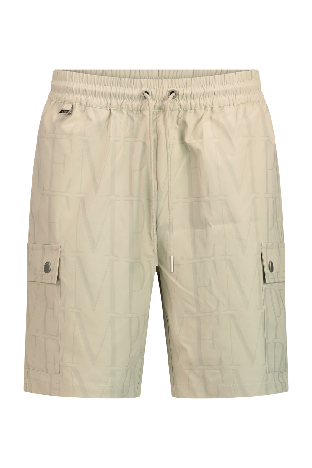 Stone-colored nylon short-sleeved pants