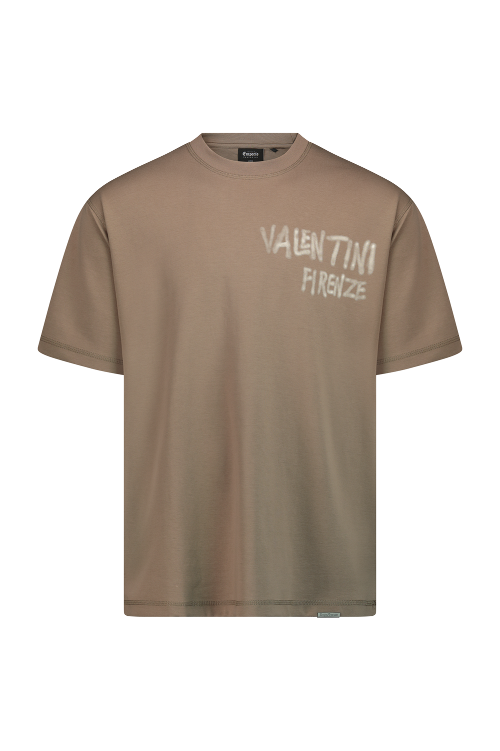 Oversized T-shirt in a mushroom color with a VALENTINI print – EMPORIO
