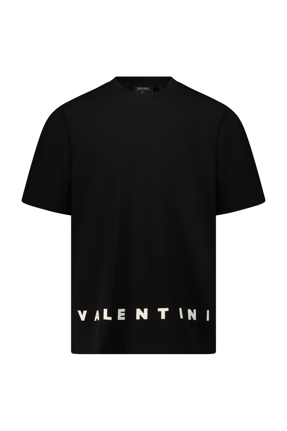 Black oversized T-shirt with VALENTINI print in white