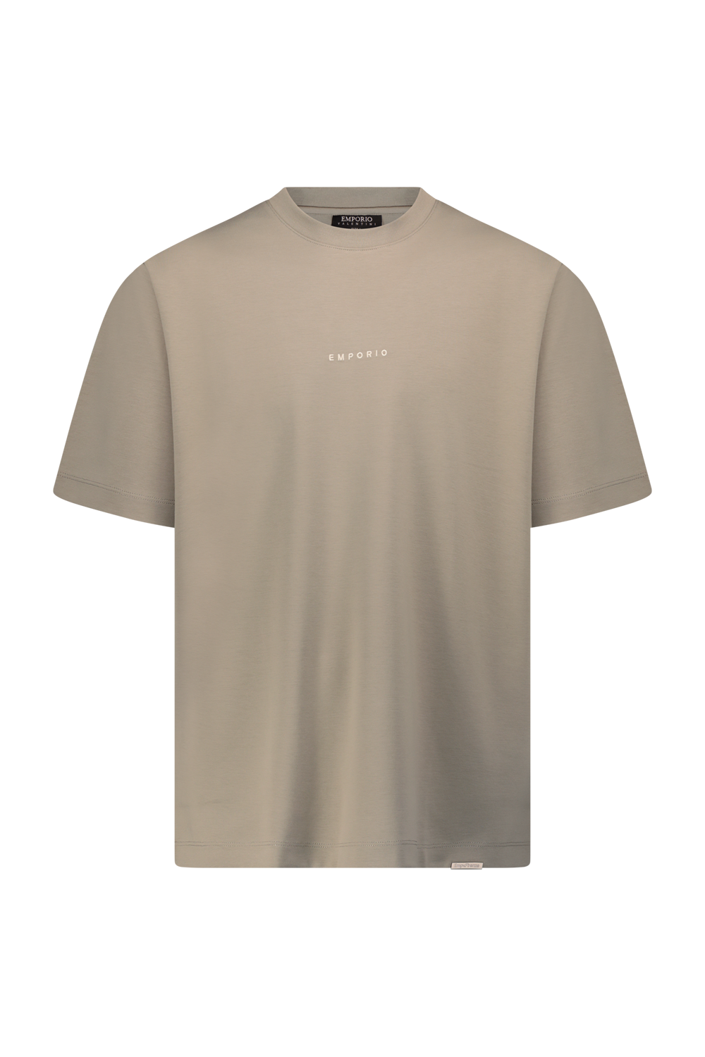 Oversized T-shirt in concrete gray with "EMPORIO" front logo and a smaller back logo